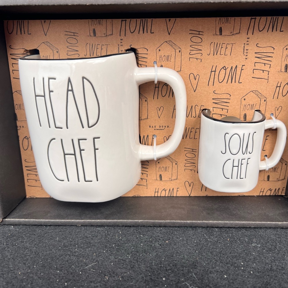 Rae Dunn new in box Head Chef and Sous Chef mugs.